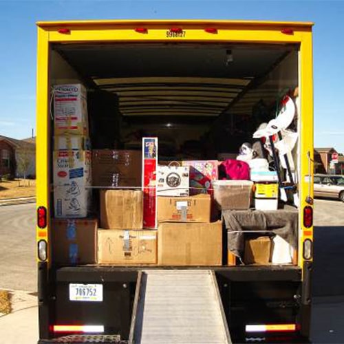 Moving Storage Truck Full of Boxes